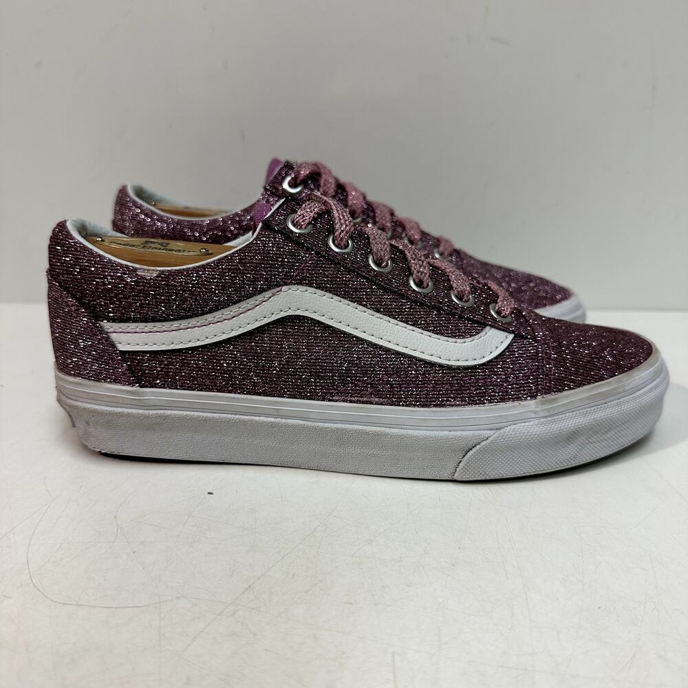 VERY GOOD Vans Women's Old Skool Orchid Pink Metallic Glitter Skate Shoe 6.5 - Picture 3 of 10